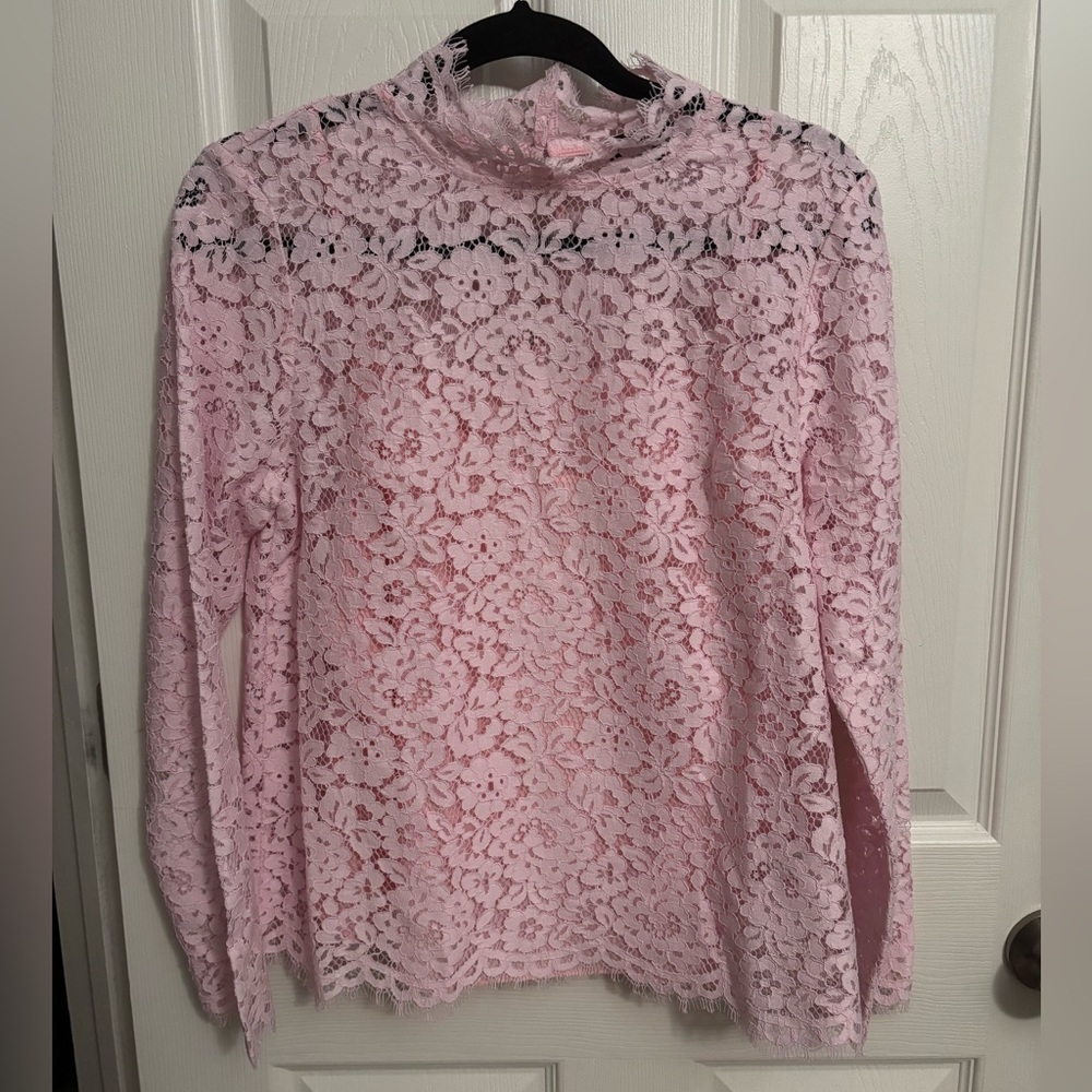 J. Crew | Scalloped Lace Mockneck Top #BN027 Pink Sz 4